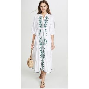 Tigerlily Villaya Maxi Dress V-Neck 3/4 Raglan Sleeve Embroidered Belted 10